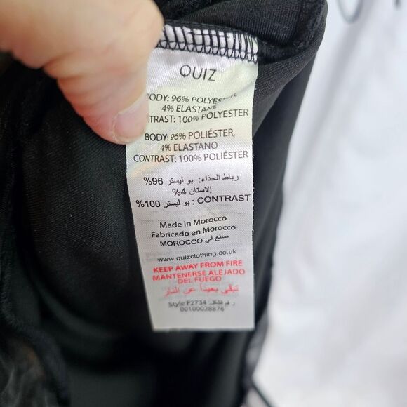 QUIZ Black Organza Ruffle Halterneck Bodycon Midi Dress Size US 10 - Picture 8 of 13